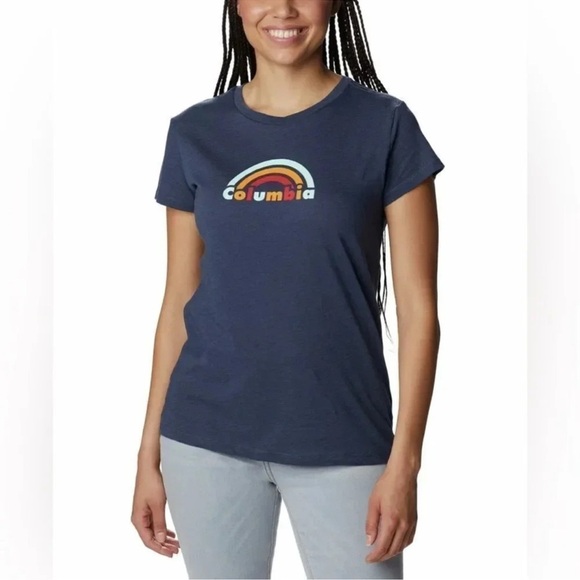 Columbia Women S Trek Logo Graphic Top Blue Size 1X NWT - Picture 1 of 1